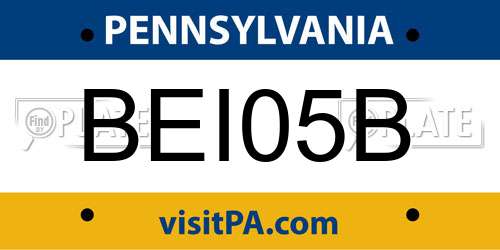 BEI05B Pennsylvania License Plate