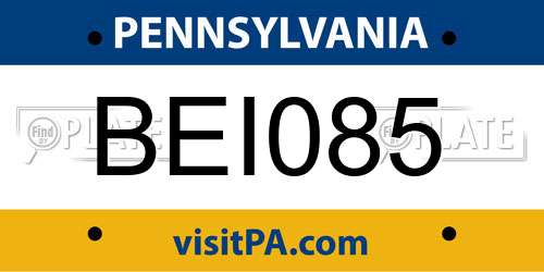 BEI085 Pennsylvania License Plate
