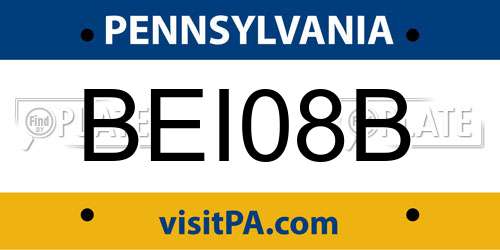 BEI08B Pennsylvania License Plate