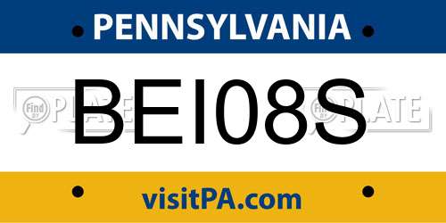 BEI08S Pennsylvania License Plate