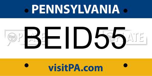 BEID55 Pennsylvania License Plate