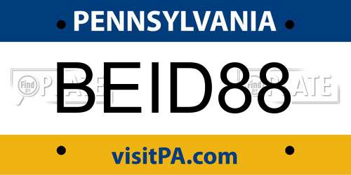 BEID88 Pennsylvania License Plate