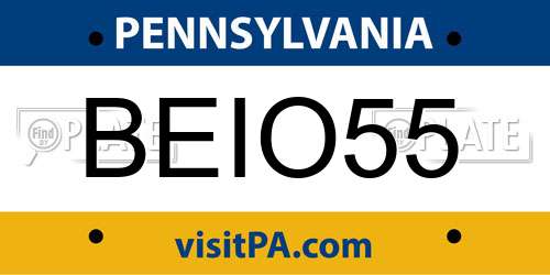 BEIO55 Pennsylvania License Plate