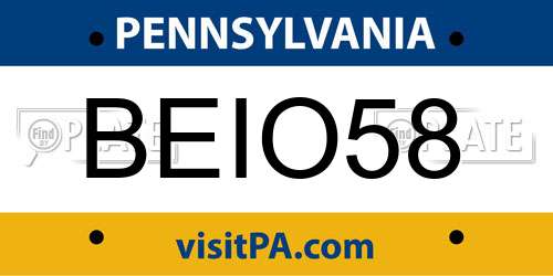 BEIO58 Pennsylvania License Plate