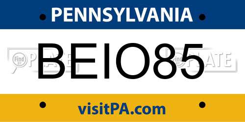 BEIO85 Pennsylvania License Plate
