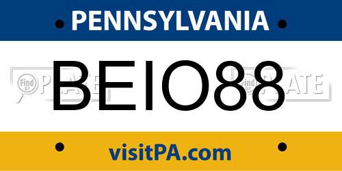 BEIO88 Pennsylvania License Plate