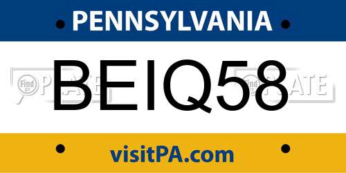 BEIQ58 Pennsylvania License Plate