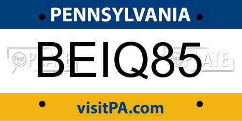 BEIQ85 Pennsylvania License Plate