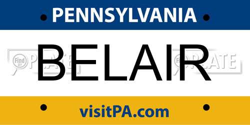 BELAIR Pennsylvania License Plate