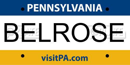 BELROSE Pennsylvania License Plate