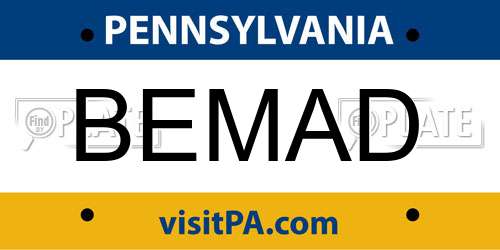 BEMAD Pennsylvania License Plate