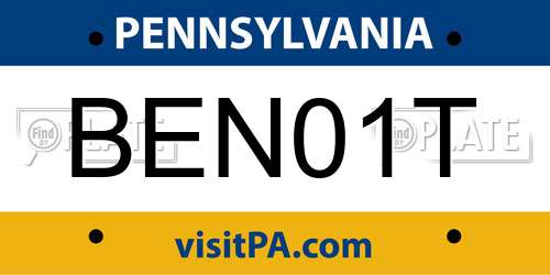 BEN01T Pennsylvania License Plate