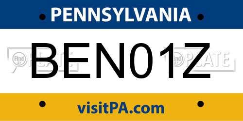 BEN01Z Pennsylvania License Plate