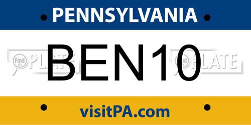 BEN10 Pennsylvania License Plate