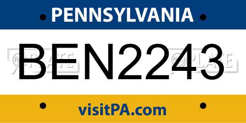 BEN2243 Pennsylvania License Plate