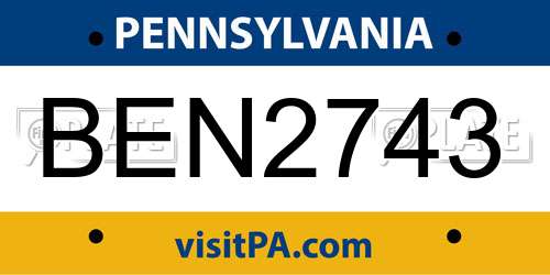 BEN2743 Pennsylvania License Plate