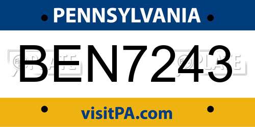 BEN7243 Pennsylvania License Plate