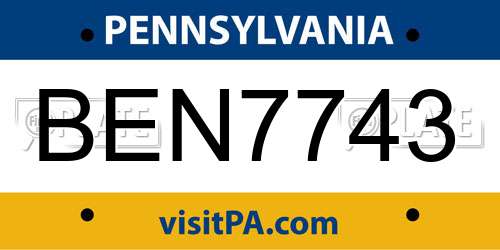 BEN7743 Pennsylvania License Plate