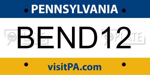 BEND12 Pennsylvania License Plate