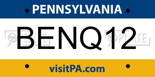 BENQ12 Pennsylvania License Plate