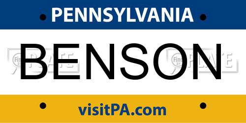BENSON Pennsylvania License Plate