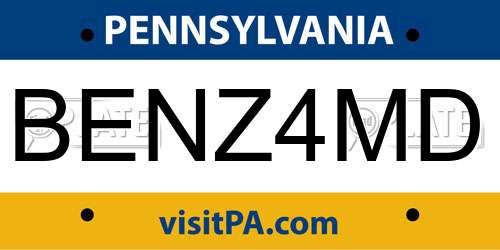 BENZ4MD Pennsylvania License Plate