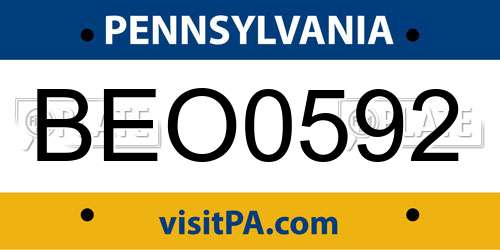 BEO0592 Pennsylvania License Plate