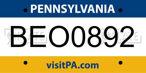 BEO0892 Pennsylvania License Plate