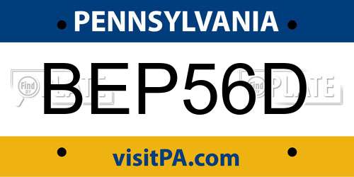 BEP56D Pennsylvania License Plate