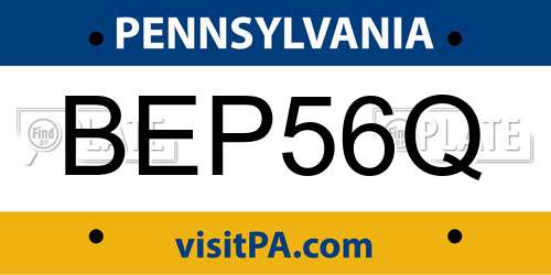 BEP56Q Pennsylvania License Plate