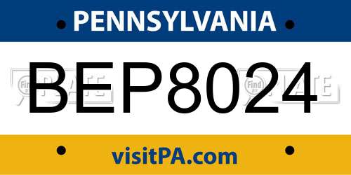 BEP8024 Pennsylvania License Plate