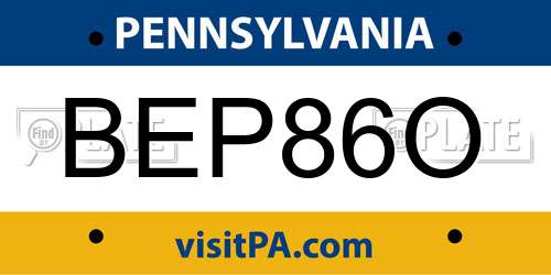 BEP86O Pennsylvania License Plate
