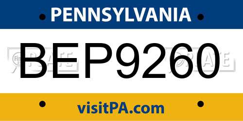BEP9260 Pennsylvania License Plate