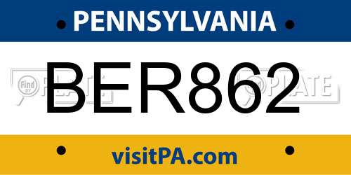 BER862 Pennsylvania License Plate