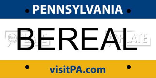BEREAL Pennsylvania License Plate