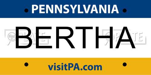 BERTHA Pennsylvania License Plate