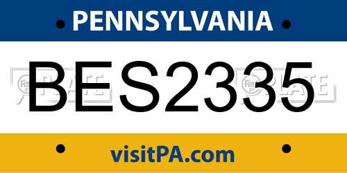 BES2335 Pennsylvania License Plate