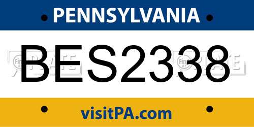 BES2338 Pennsylvania License Plate