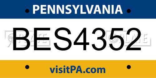 BES4352 Pennsylvania License Plate