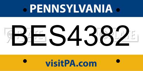 BES4382 Pennsylvania License Plate