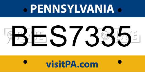 BES7335 Pennsylvania License Plate