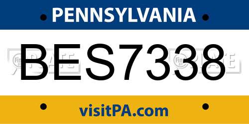 BES7338 Pennsylvania License Plate
