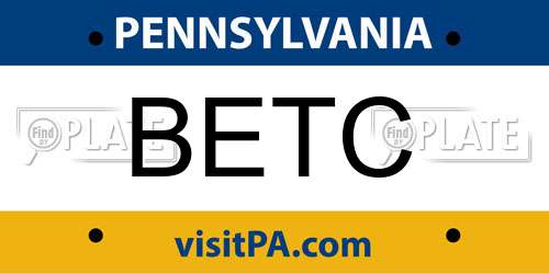 BETC Pennsylvania License Plate
