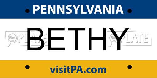 BETHY Pennsylvania License Plate