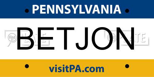 BETJON Pennsylvania License Plate