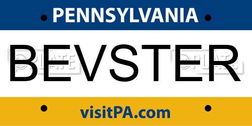 BEVSTER Pennsylvania License Plate