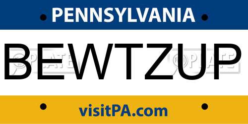 BEWTZUP Pennsylvania License Plate