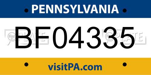 BF04335 Pennsylvania License Plate