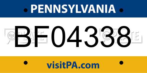 BF04338 Pennsylvania License Plate