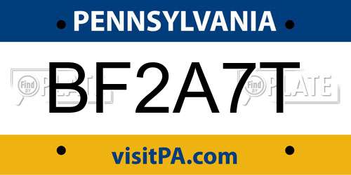 BF2A7T Pennsylvania License Plate